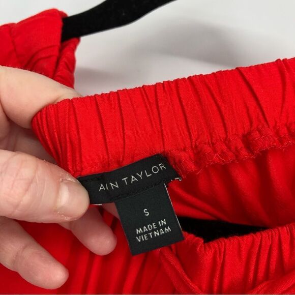 Ann Taylor Orange Sleeveless Blouse Scrunch Neck Tie Flowy Side Slits Small - Picture 2 of 6